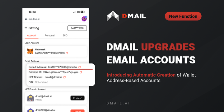 Dmail Upgrades Email Account System, Supports Automatic Creation of Wallet Address-Based Accounts